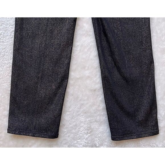 NWT Express Black & Gold Straight Super High Rise Metallic Cropped Jeans - Picture 13 of 16